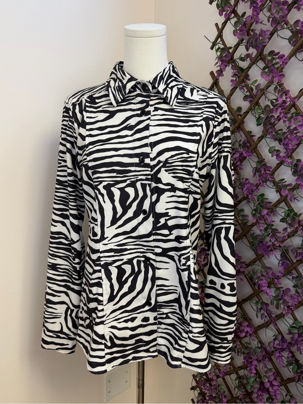 Black & White Zebra Print Womens shacket (shirt and jacket blend)